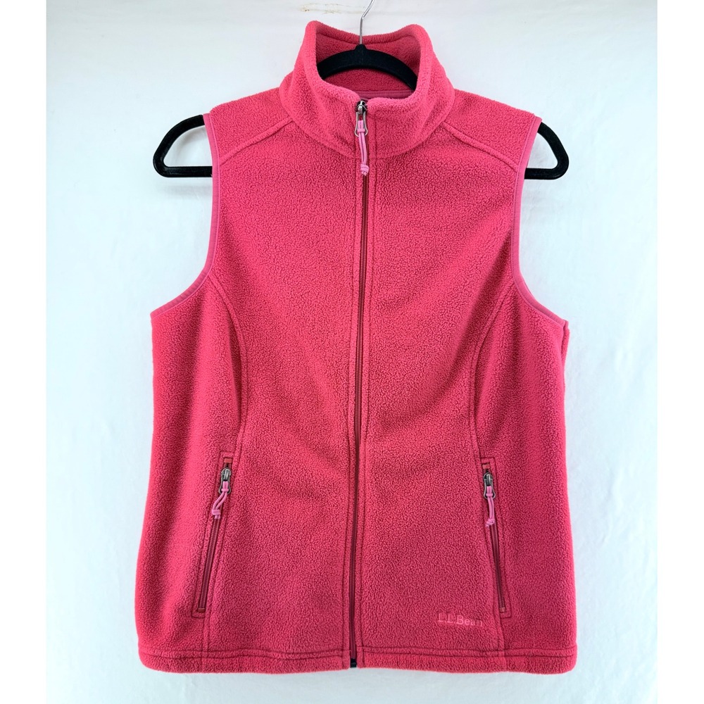 LL Bean Pink Polartec Fleece Full Zip Vest Womens Small Regular‎ 284616